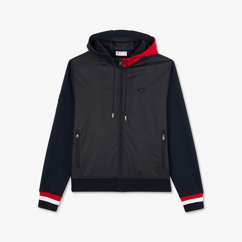 Sweat bleu marine colorblock zippé à capuche - Image 2