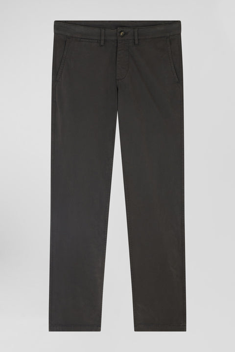 Pantalon chino marron en gabardine de coton stretch coupe Regular - Image 2