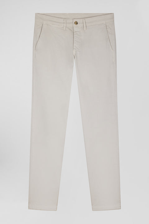 Pantalon chino uni en coton stretch beige coupe Slim - Image 2