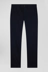 Pantalon chino uni en coton stretch bleu marine coupe Slim
