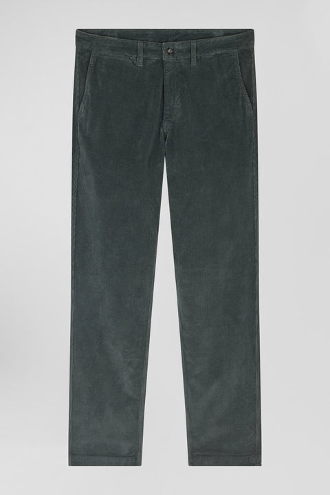 Pantalon chino en coton velours stretch gris coupe Regular - Image 2