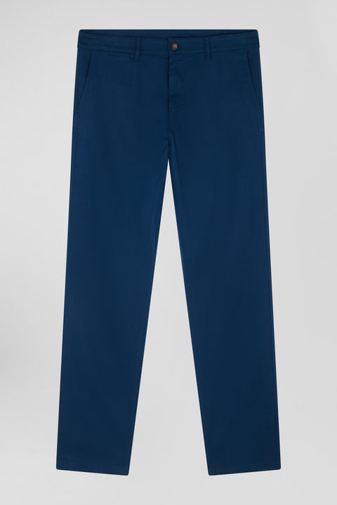 Pantalon chino en piqué de coton stretch et modal bleu coupe Regular - Image 2