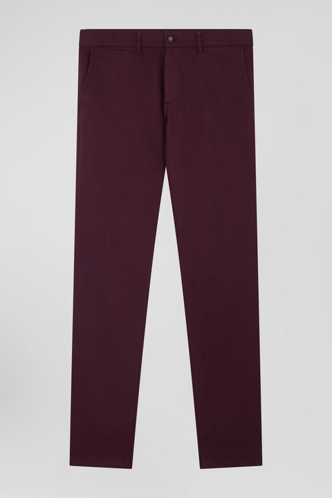 Pantalon chino en piqué de coton stretch et modal bordeaux coupe Regular - Image 2