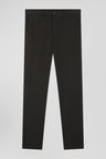 Regular khaki stretch cotton piqué and modal chino trousers