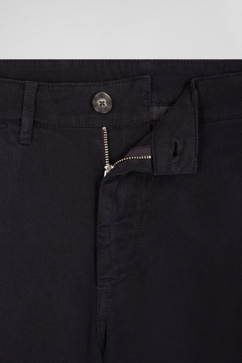 Pantalon chino en piqué de coton stretch et modal gris coupe Regular - Image 3