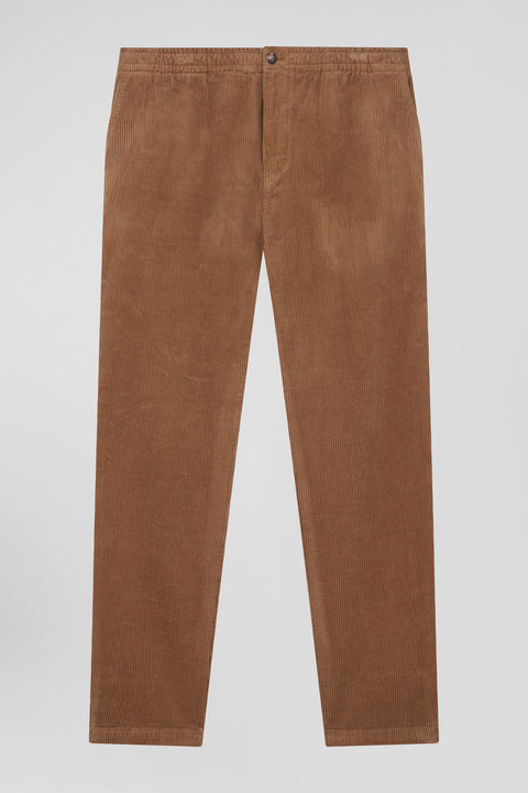 Pantalon à taille élastiquée en coton stretch noisette coupe Modern - Image 2