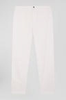 Pantalon à taille élastiquée en coton stretch écru coupe Modern