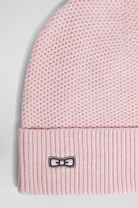Plain pink knitted cotton beanie - Image 3