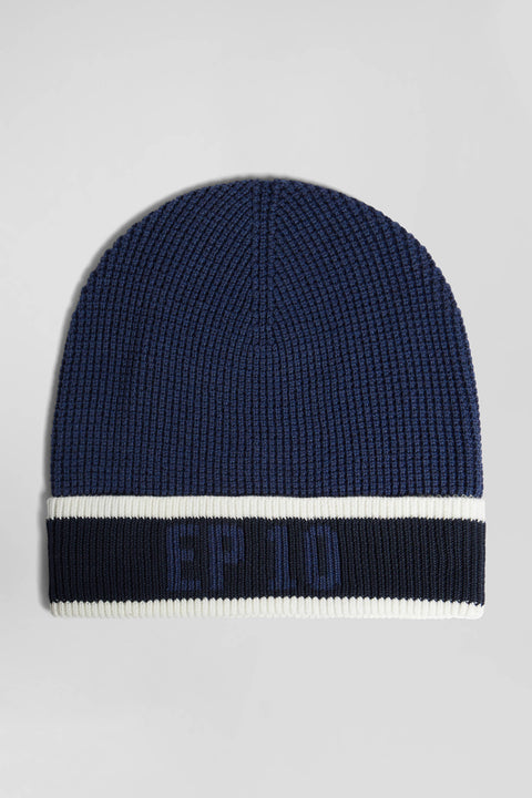 Dark blue cotton EP10 jacquard beanie - Image 2