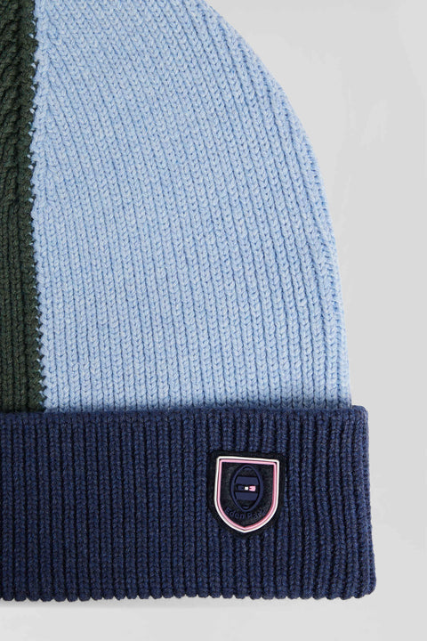 Navy blue colourblock cotton beanie - Image 3