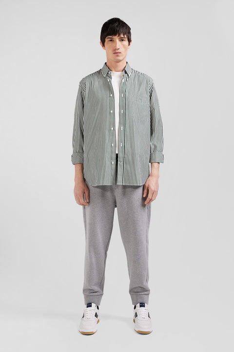 Green striped cotton poplin shirt Regular fit - Image 1