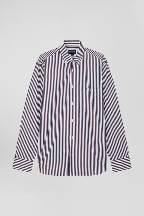 Burgundy striped cotton poplin shirt Regular fit - Image 2
