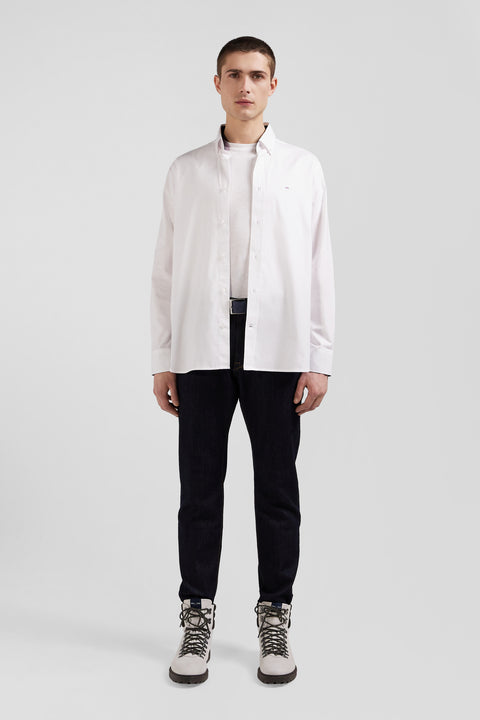 Regular white cotton shirt with back N°10 embroidery - Image 1