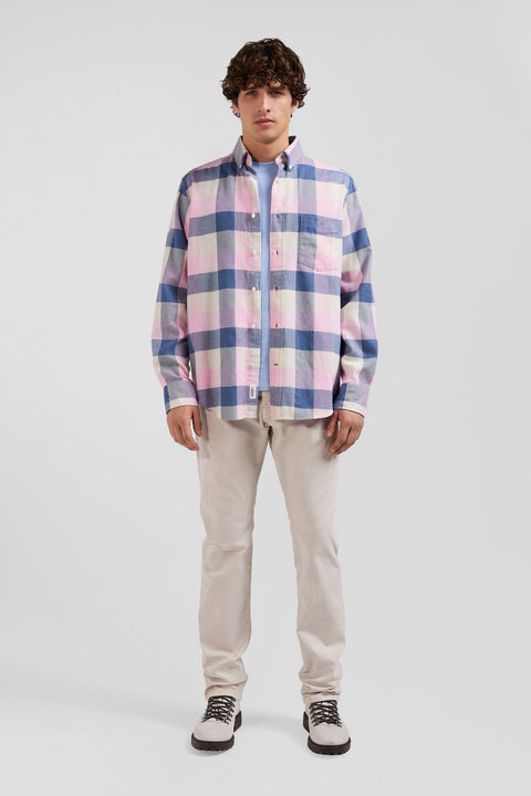 Regular pink checked cotton shirt - Image 1