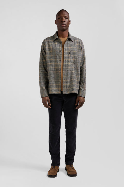 Regular grey checked wool and cotton overshirt - Image 1