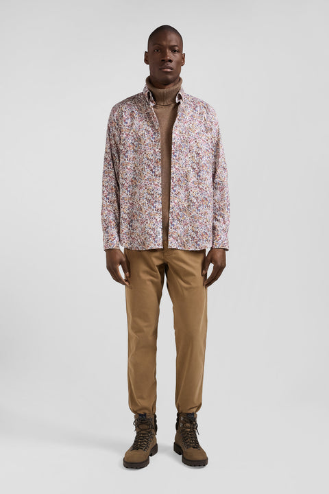 Cotton shirt with beige microprint, regular fit - Image 1