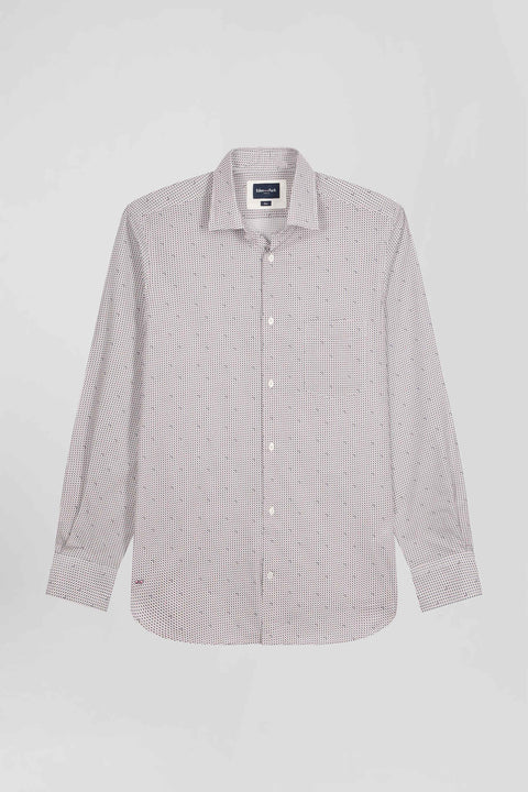 Chemise en coton à micro-motifs rose coupe Slim - Image 2