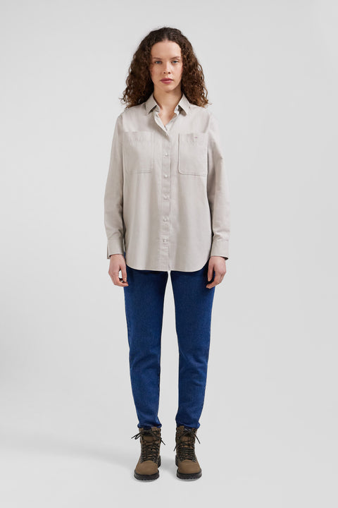 Relax grey checked cotton shirt with patch pockets - Image 1