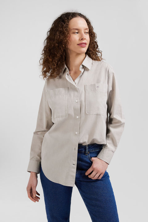 Relax grey checked cotton shirt with patch pockets - Image 3