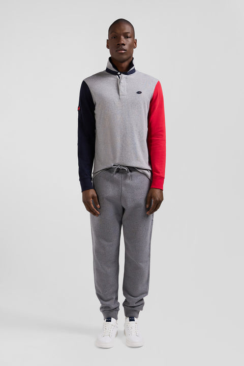 Regular grey long-sleeved cotton rugby shirt - Image 1