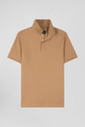 Polo manches courtes en coton stretch noisette coupe Slim