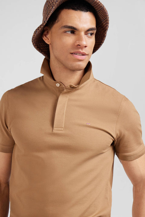 Polo manches courtes en coton stretch noisette coupe Slim - Image 3