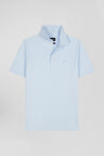 Slim sky blue short-sleeved stretch cotton polo shirt