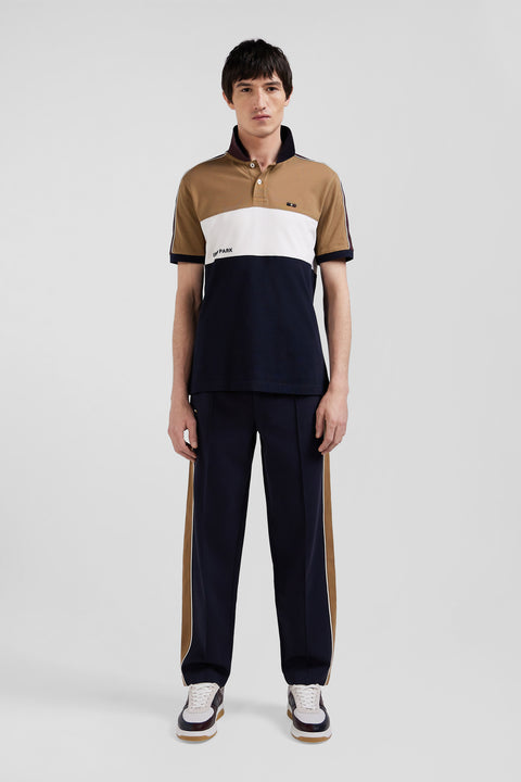 Three-tone cotton piqué polo shirt with Eden Park lettering Regular fit - Image 1