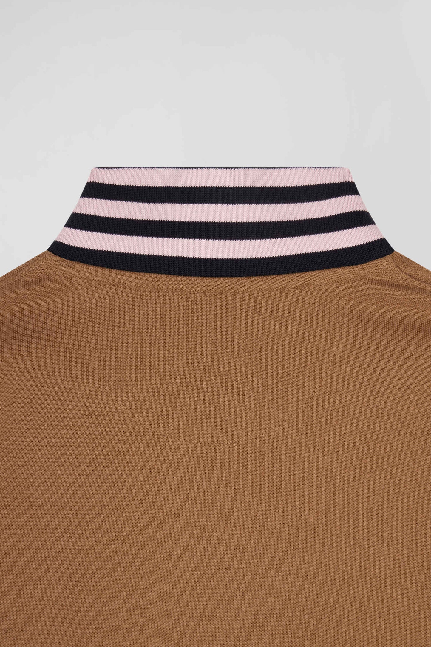 Long-sleeved polo shirt in hazelnut cotton piqué with ring collar Regular fit