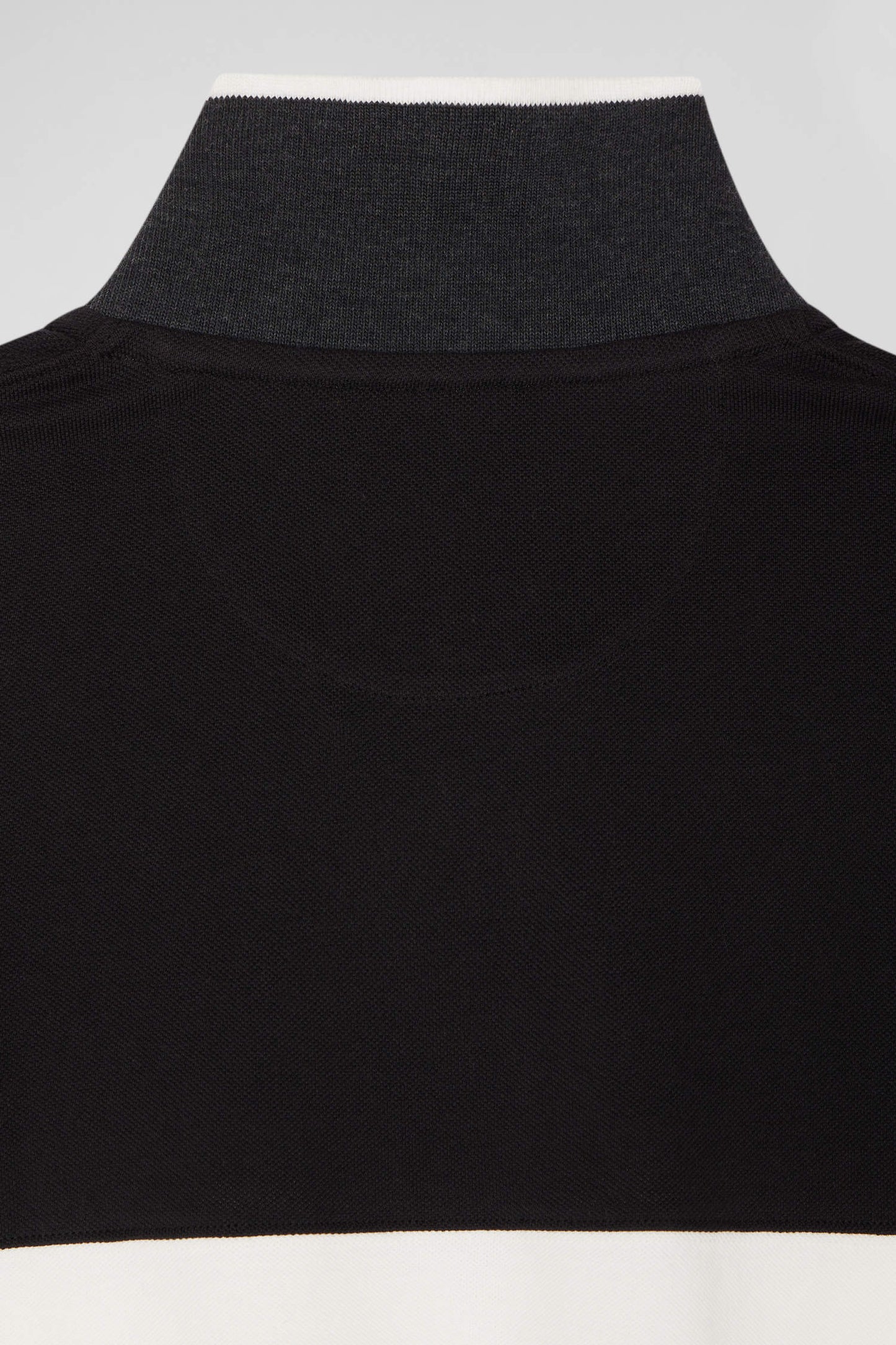 Regular black colorblock long-sleeved cotton piqué polo shirt