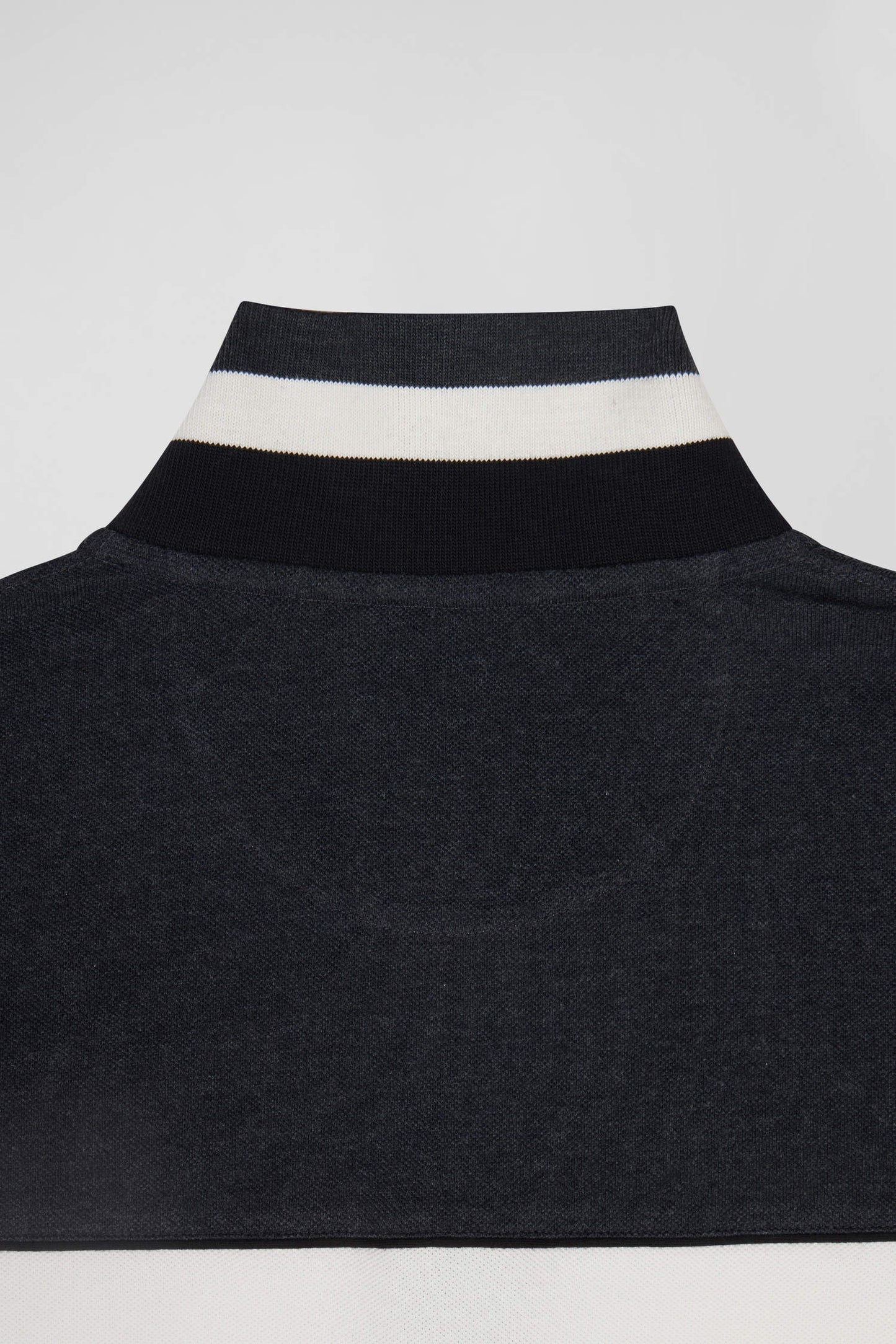 Polo manches longues tricolore en piqué coton noir coupe Regular