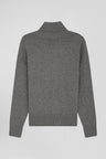 Pull col roulé en laine et coton gris anthracite coupe Relaxed