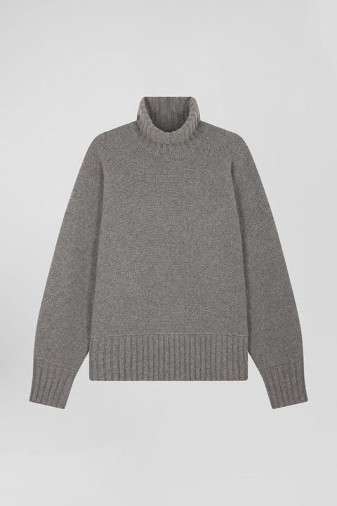 Oversize grey wool blend turtleneck jumper - Image 2