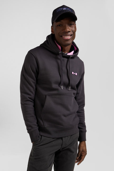 Sweatshirt à capuche en molleton marron broderie Eden Park coupe Regular - Image 1