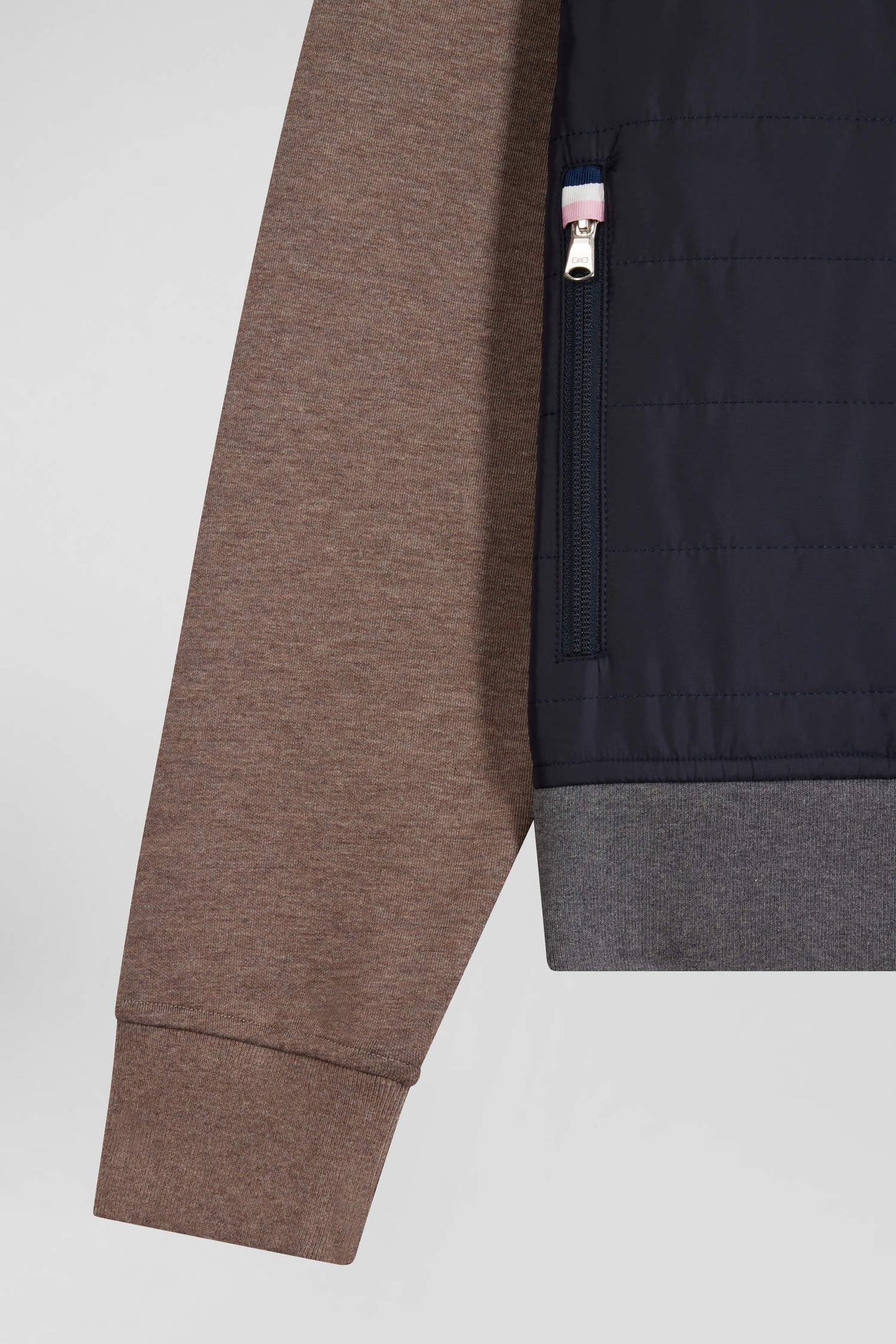 Regular grey cotton blend sweatshirt with padded front