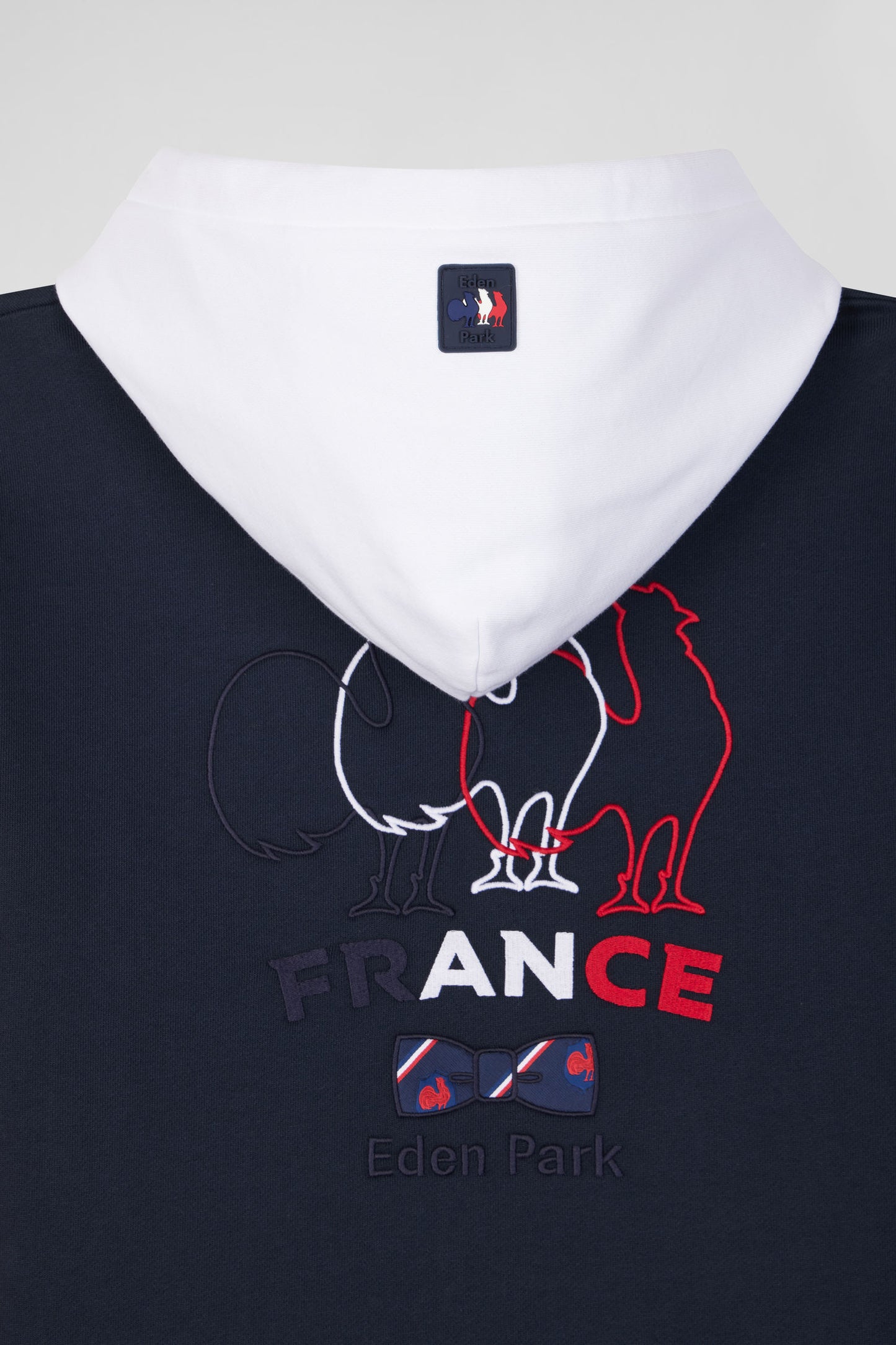 Regular navy colorblock XV de France cotton hoodie