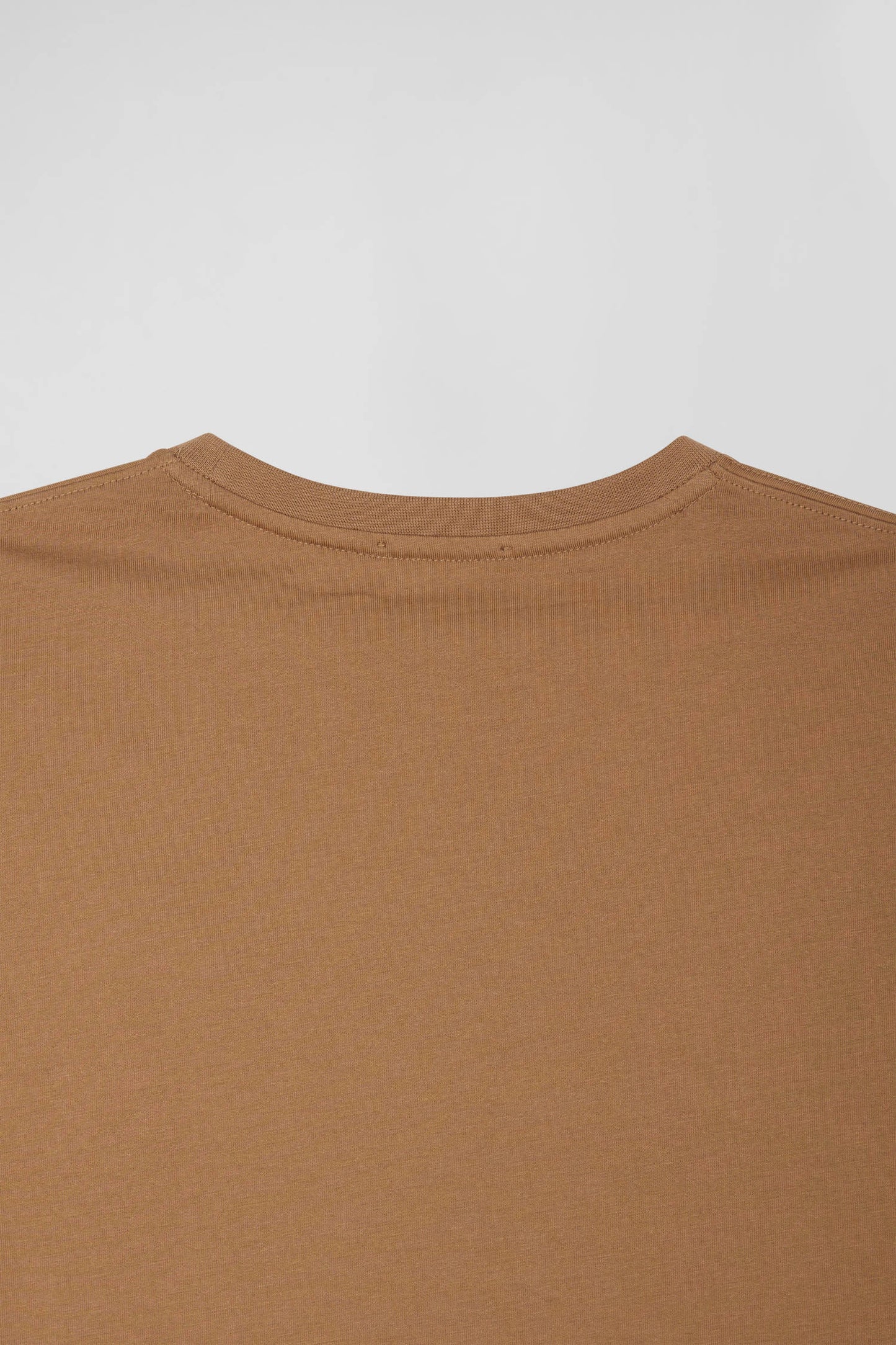 Short-sleeved T-shirt in plain hazelnut Pima cotton, regular fit