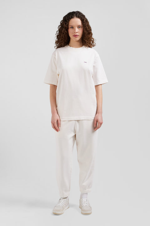 Oversize ecru unisex short-sleeved T-shirt in overdyed cotton - Image 2