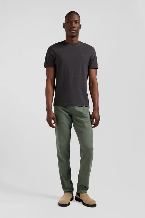 T-shirt manches courtes en coton kaki patch dos coupe Regular - Image 1