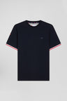 T-shirt manches courtes en coton bleu marine broderie tricolore XV de France coupe Regular