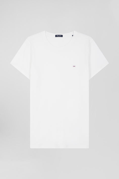 Regular women's white short-sleeved cotton T-shirt - Image 1