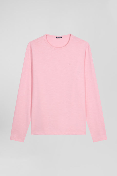 Slim pink long-sleeved cotton T-shirt - Image 2