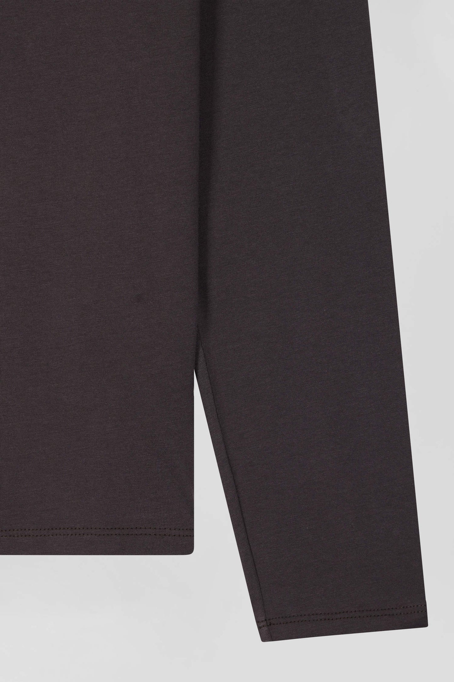 T-shirt manches longues en coton Pima marron foncé coupe Regular
