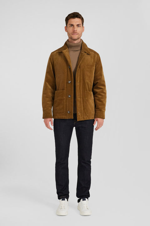 Surchemise à carreaux en coton mélangé noisette - Image 1