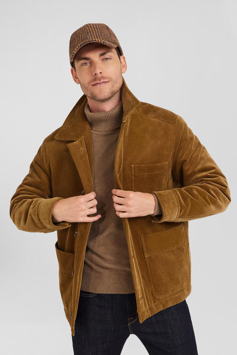 Surchemise à carreaux en coton mélangé noisette - Image 3