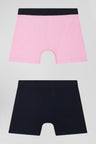 Lot de 2 boxers bleu marine et rose en coton stretch