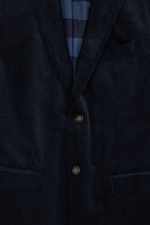 Veste en velours coton stretch bleu marine coupe Modern - Image 3