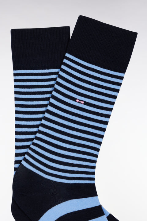 Navy and blue cotton blend striped socks - Image 2