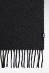 Grey virgin wool fringed scarf