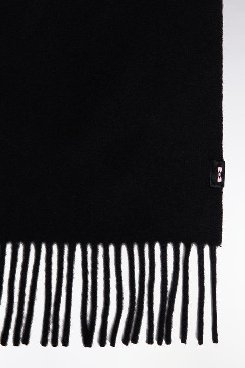Black virgin wool fringed scarf - Image 2